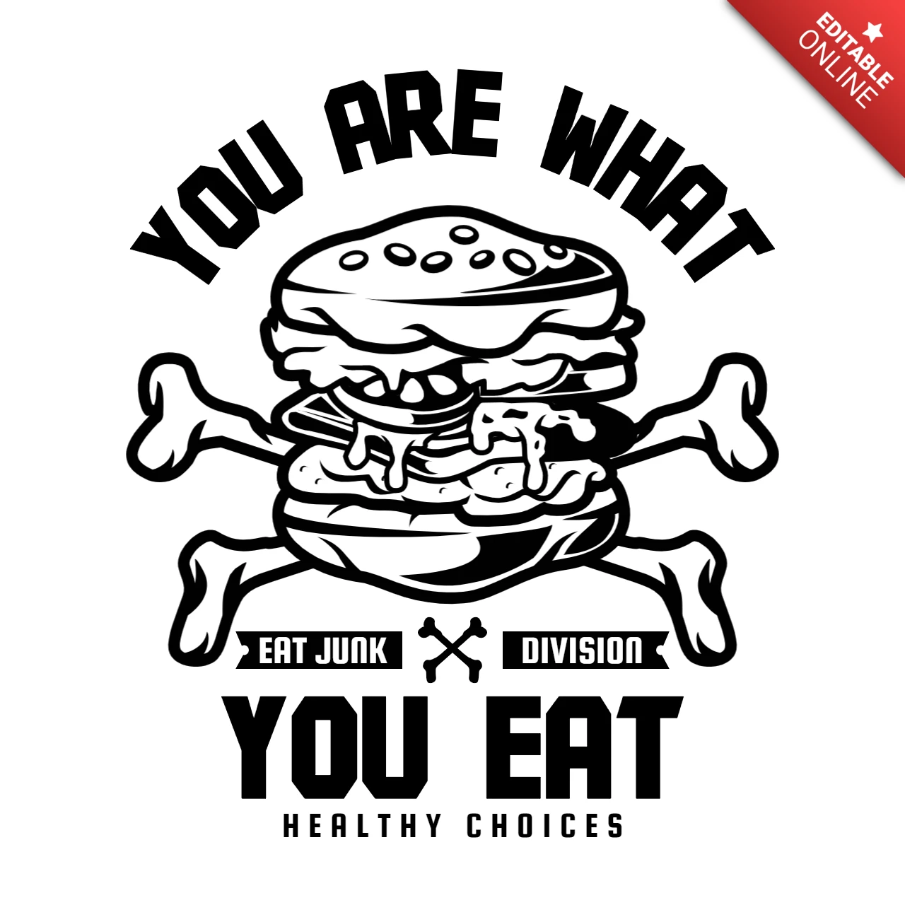 Yediğin şey sensin burger tişört tasarım şablonu