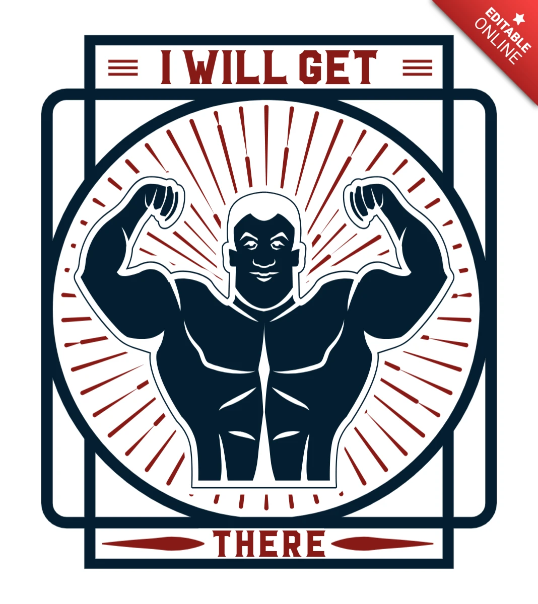 Modello di design fitness motivazionale con stile retrò per il merchandising