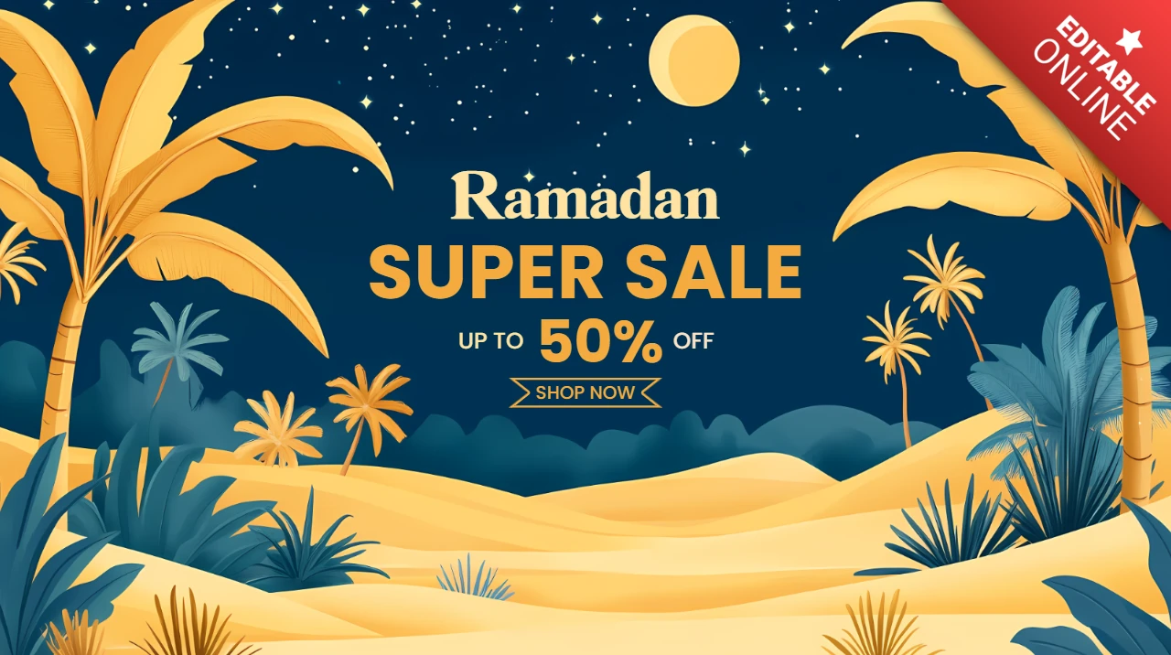 Ramadan Super Sale Template - Vibrant Tropical Banner Design