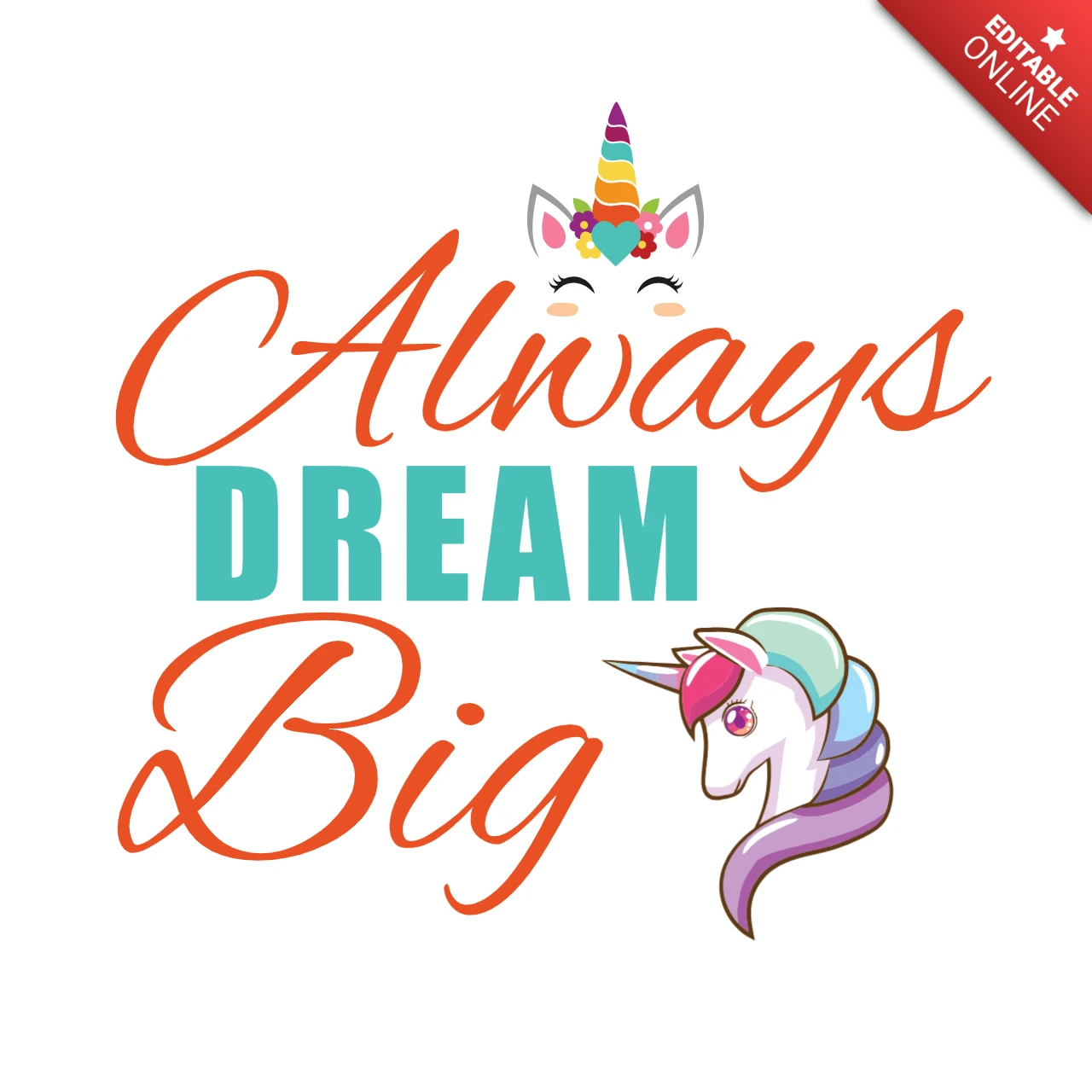 Immer groß träumen einhorn t-shirt design vorlage