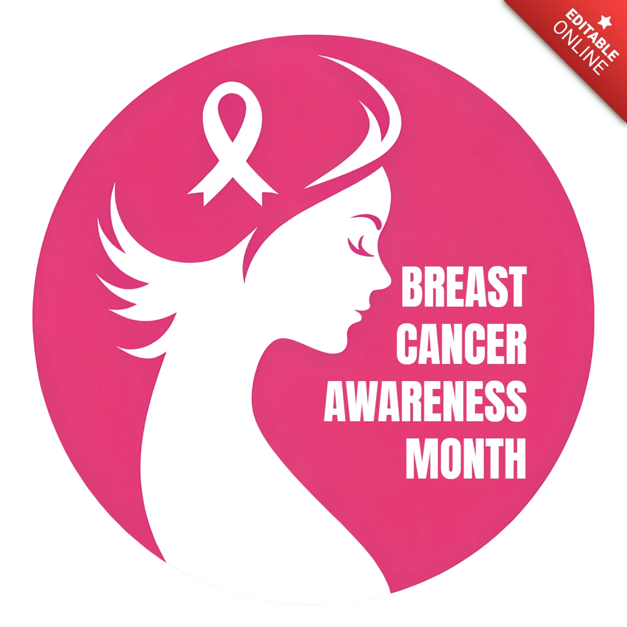 Breast Cancer Awareness Month Design Template with Feminine Silhouette for T-Shirt