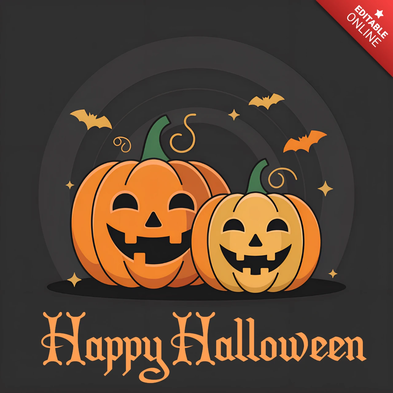 Happy Halloween with Playful Pumpkins Design for Greeting Cards Template