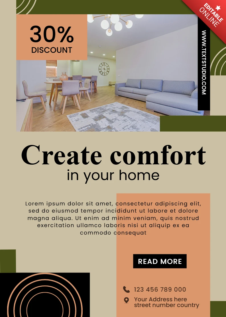 Plantilla de diseño de confort moderno para hogar para folleto promocional
