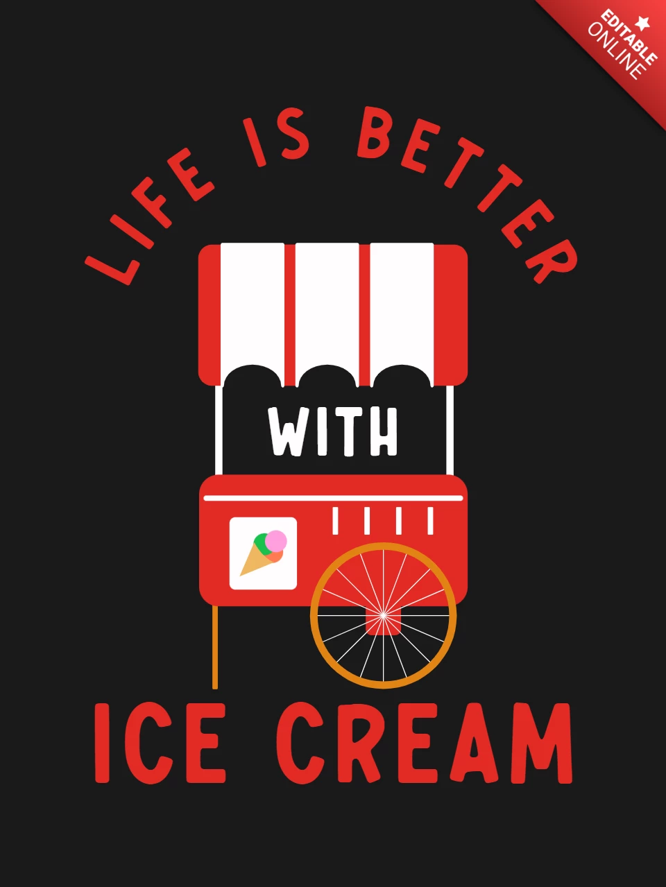 La vida es mejor con helado plantilla de camiseta de diseño