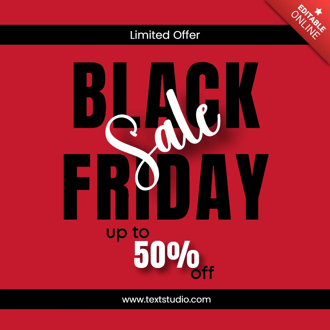 Black and red black friday sale instagram post templete