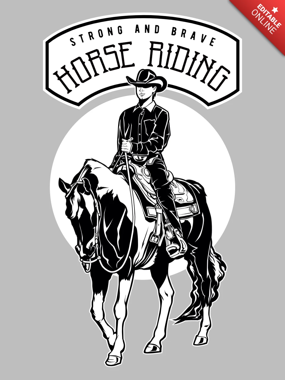 Horse Riding Character T-Shirt Design Template