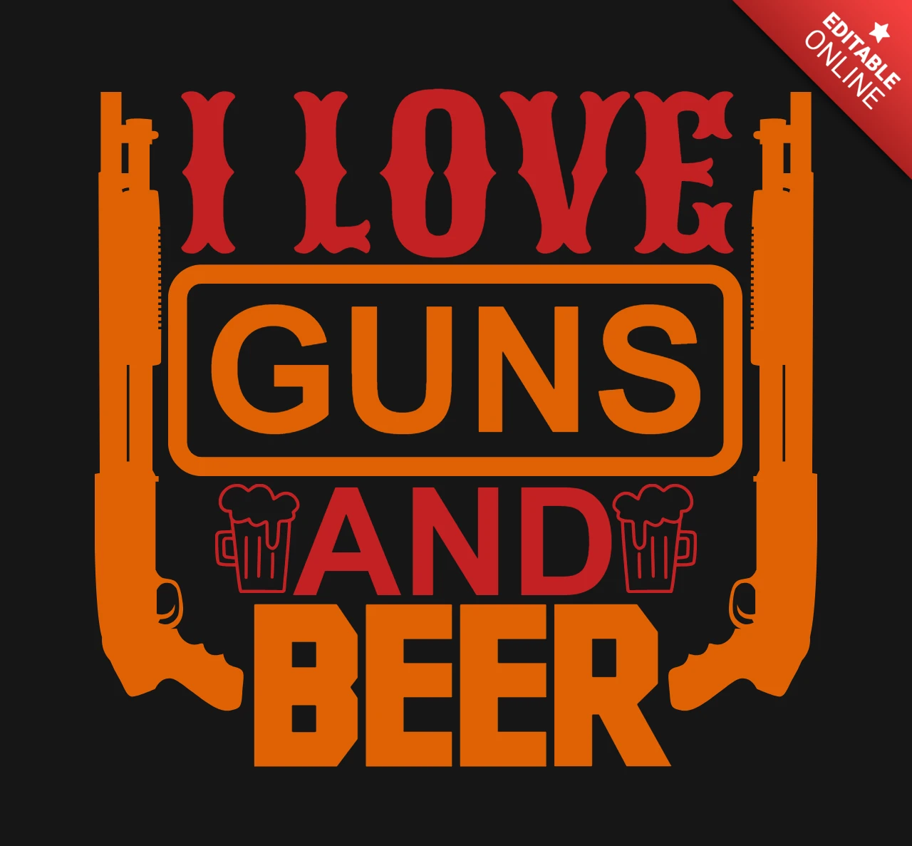 Modelo de design de camiseta com citação de armas e cerveja
