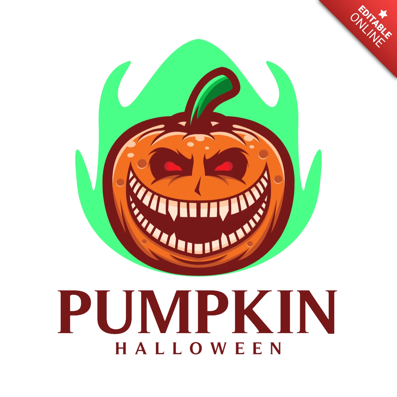 Halloween met pompoen logo ontwerpsjabloon