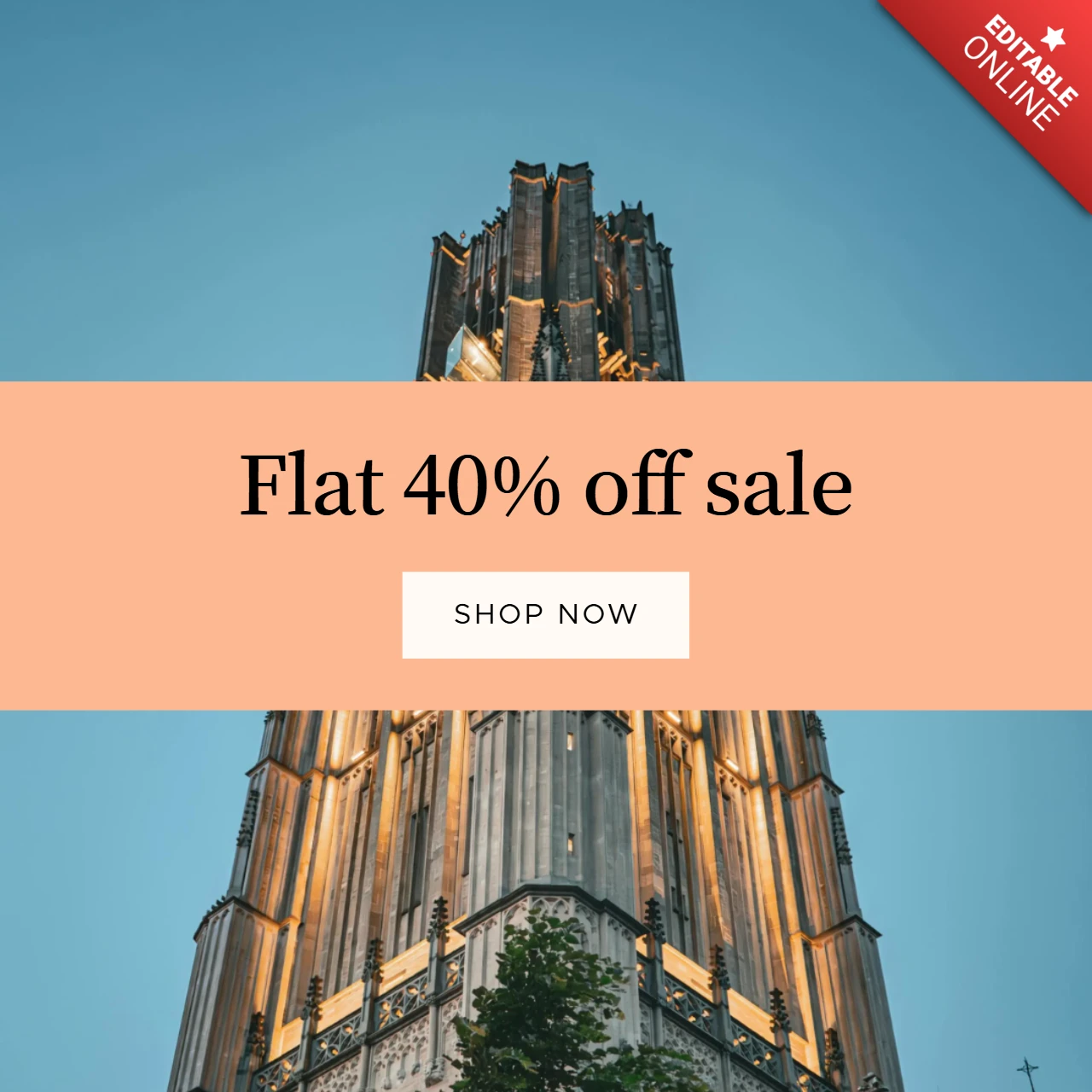 Modern Orange Flat 40 Percent Off Sale Instagram Post Design Template