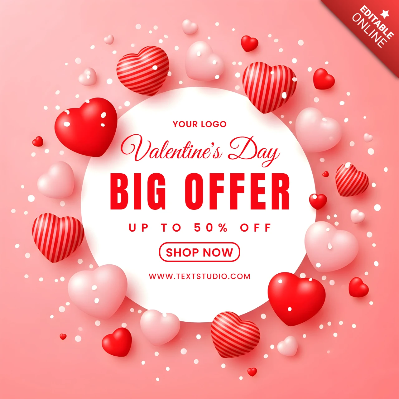 Valentine's Day Heart Design Template for Promotional Flyers
