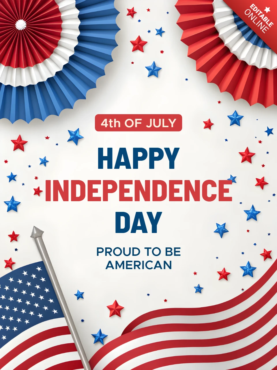 Joyful 4th Of July Celebration Design Template with Patriotic and Origami-Style Elements