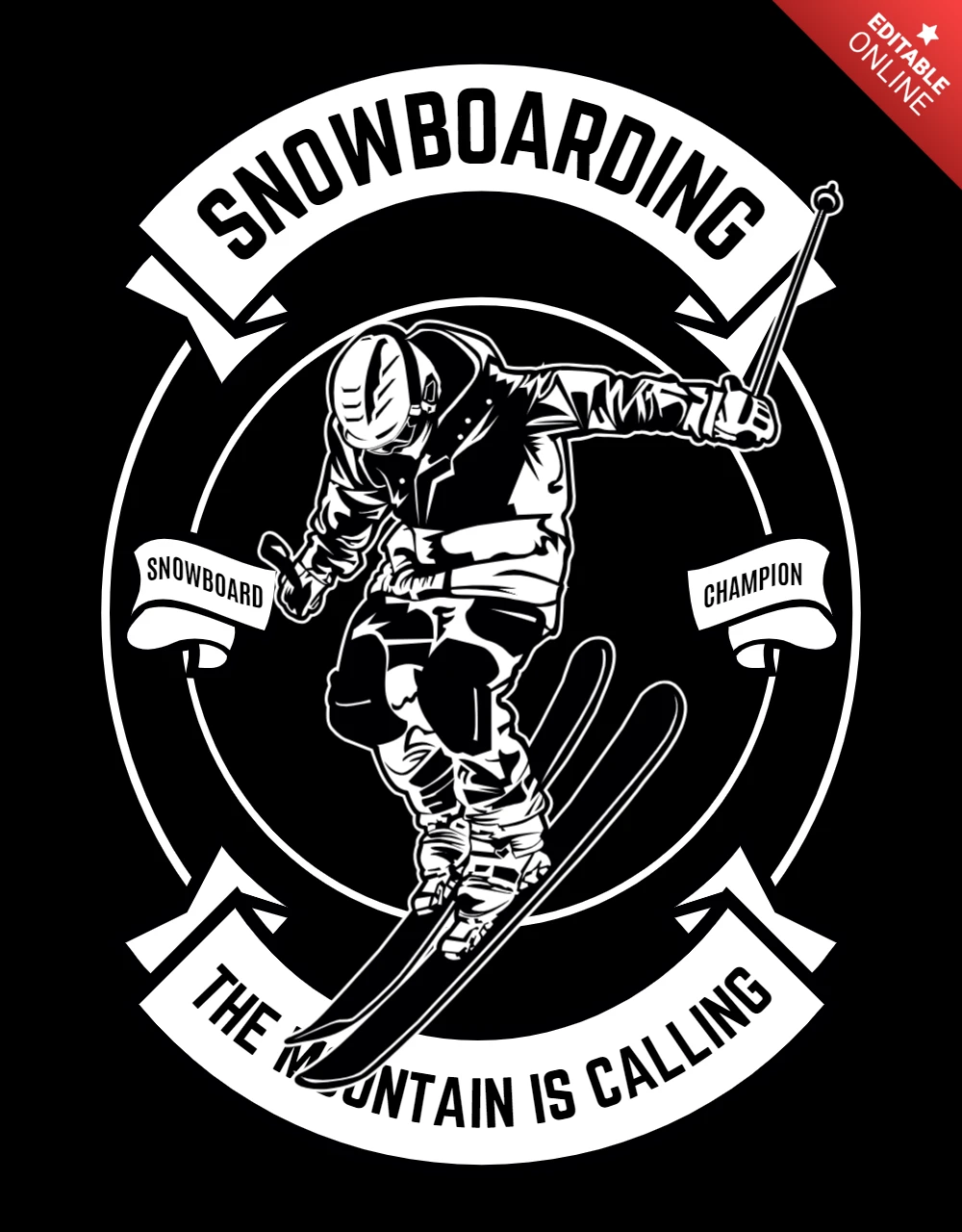 Snowboarding t-shirt ontwerpsjabloon
