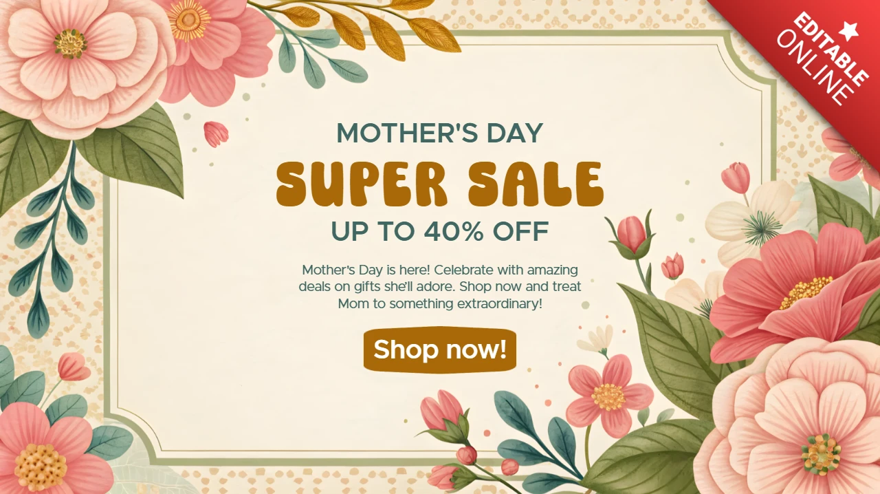 Floral mother's day sale design template - editierbare Werbegrafik für Sonderangebote