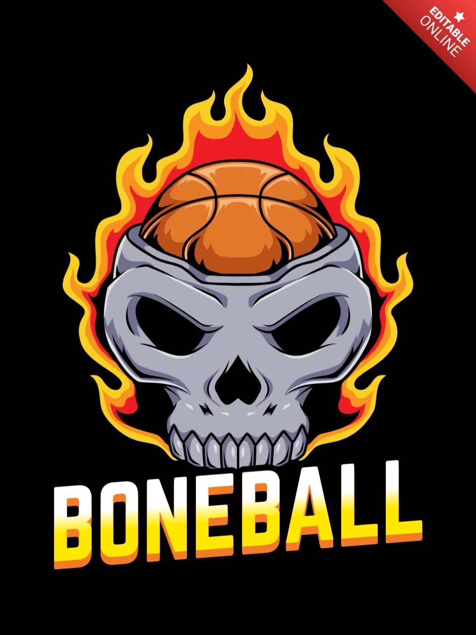Desenho de camiseta do mascote de basquete Skull bone