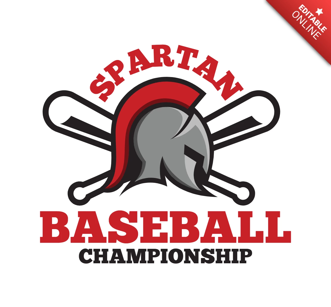 Spartan Baseball Championship Sports Logo Design Template