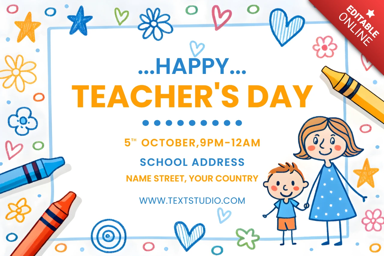 Whimsical Teacher's Day Celebration Template Design for Kids