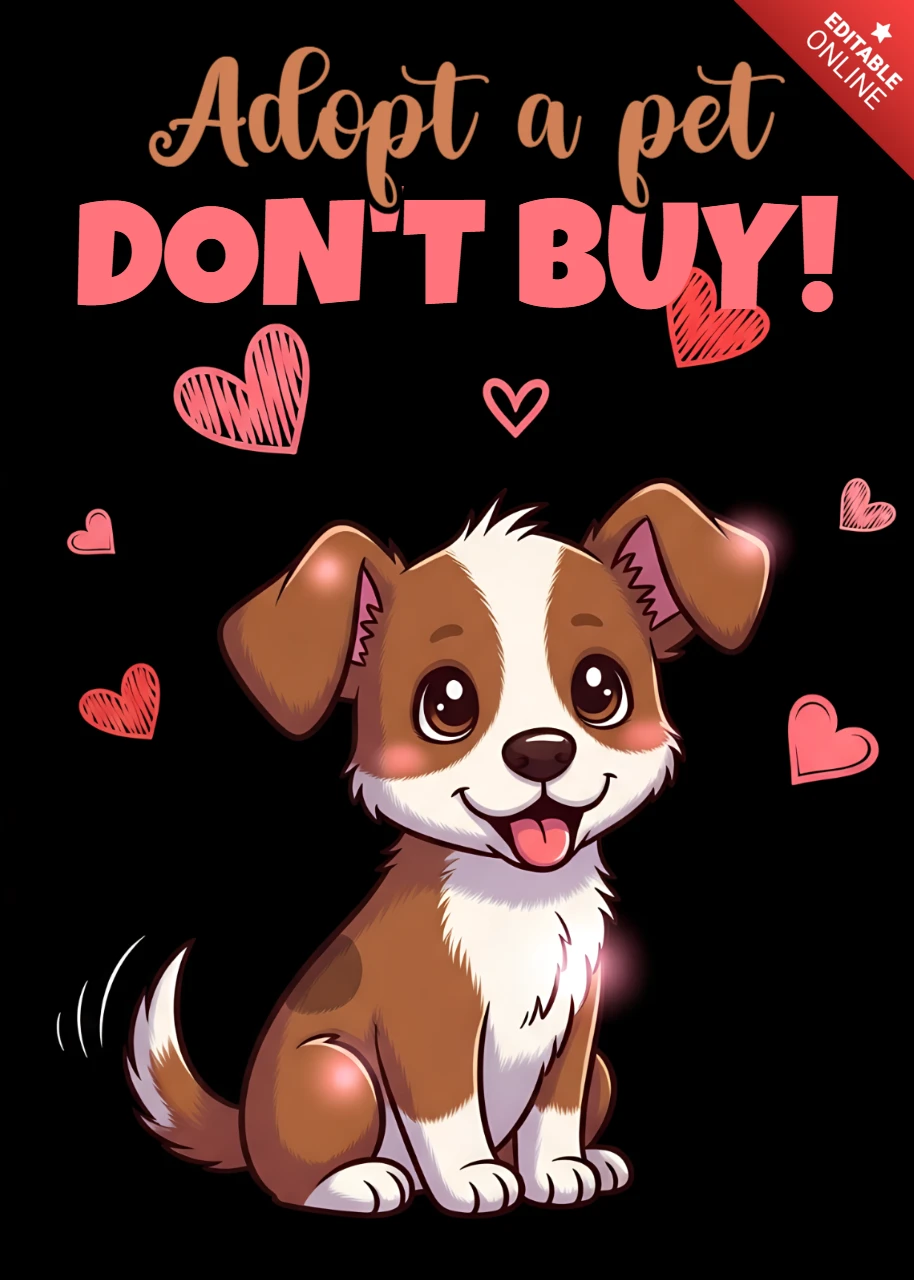 Adoptieren Sie eine Haustierhund-Illustrationsvorlage für Plakate und Merchandise-Design.