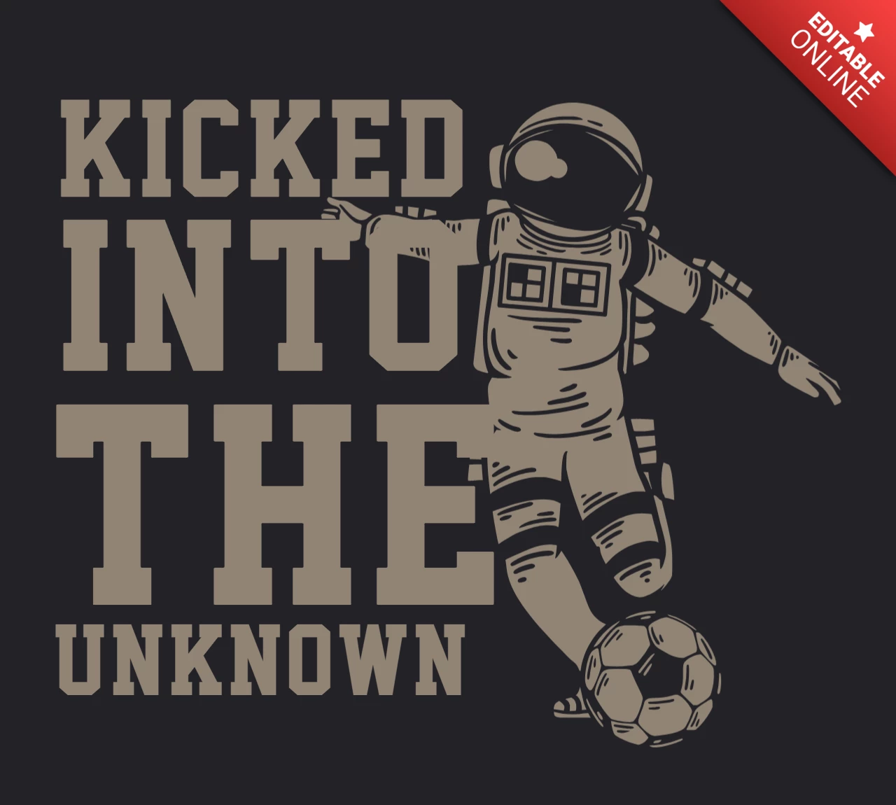 Astronauta che gioca a calcio modello di design t-shirt vintage