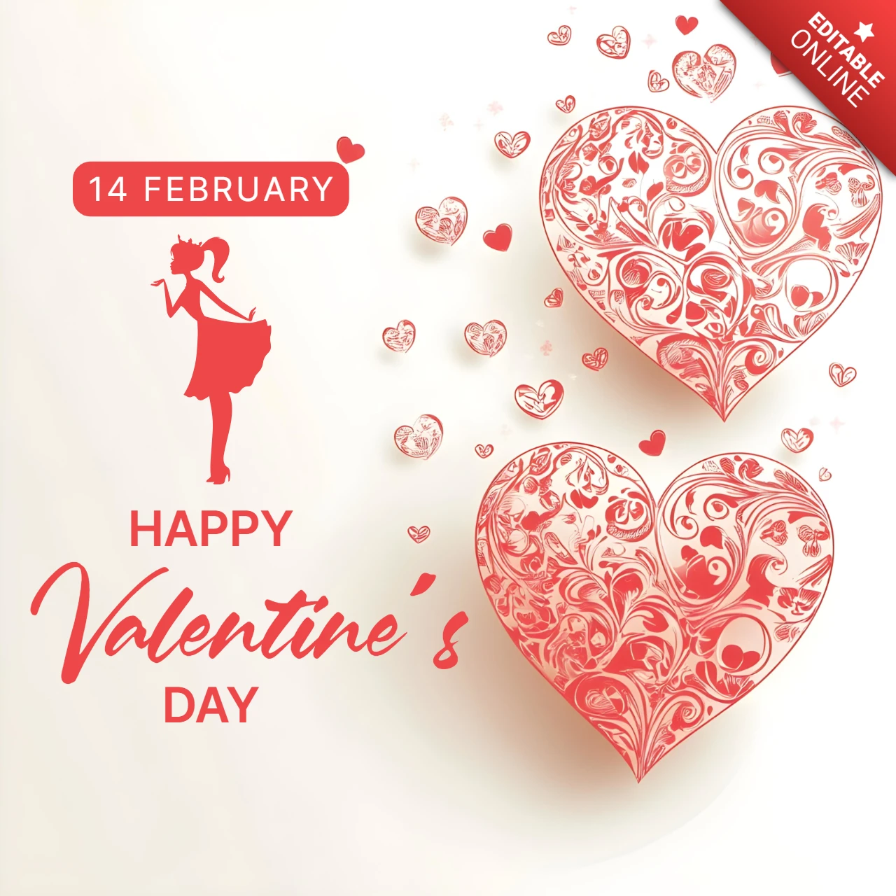 Romántica tarjeta retro de San Valentín con diseño floral de corazón