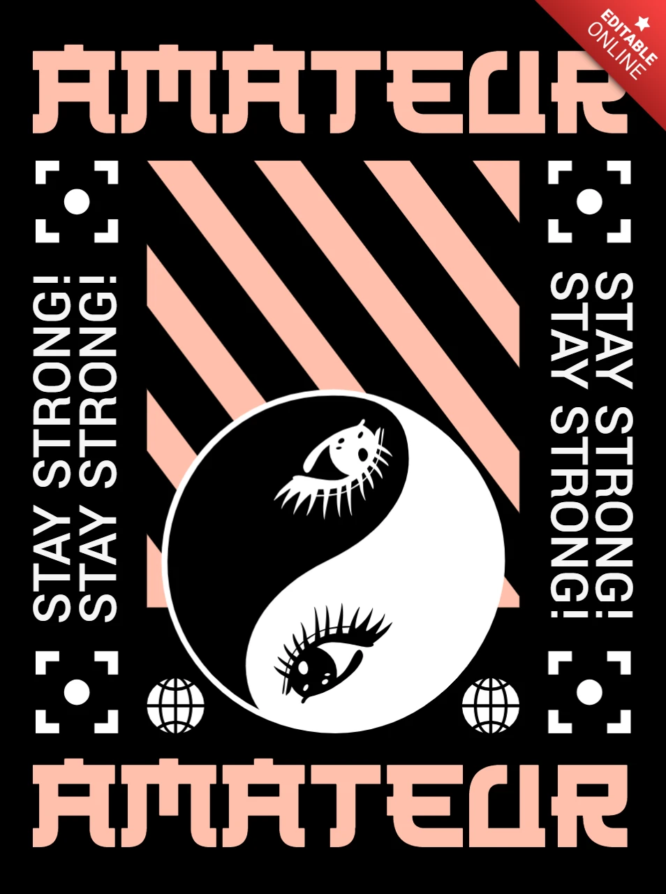 Plantilla de diseño gráfico de yin yang para ropa motivacional