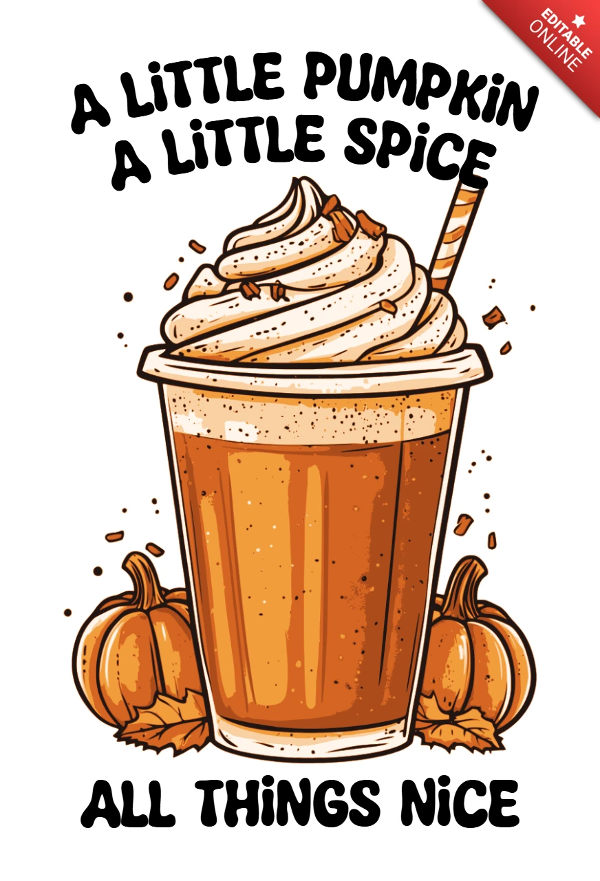 Modèle de conception de latte aux épices de citrouille pour vêtements d'automne