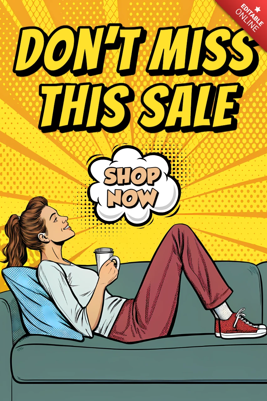 Plantilla de anuncio de venta de pop art para volantes promocionales