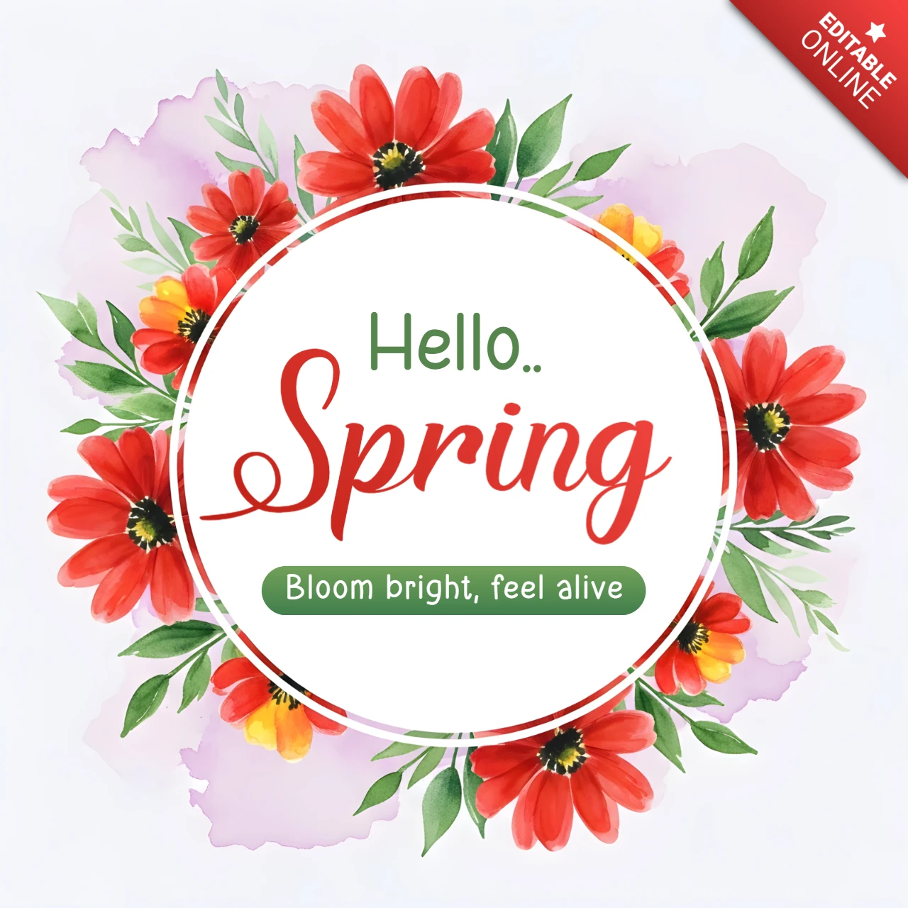 Frühling Blumen-Design-Vorlage für Grußkarten mit lebhaften Blumen