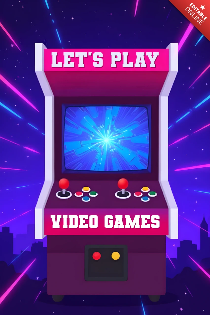 Template di design per poster e merchandise di giochi arcade retro