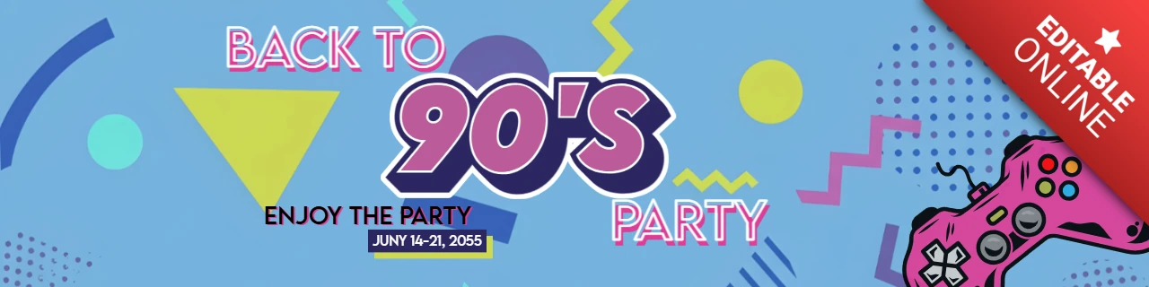 Tosca Pink Back to 90s Party Banner Design Template