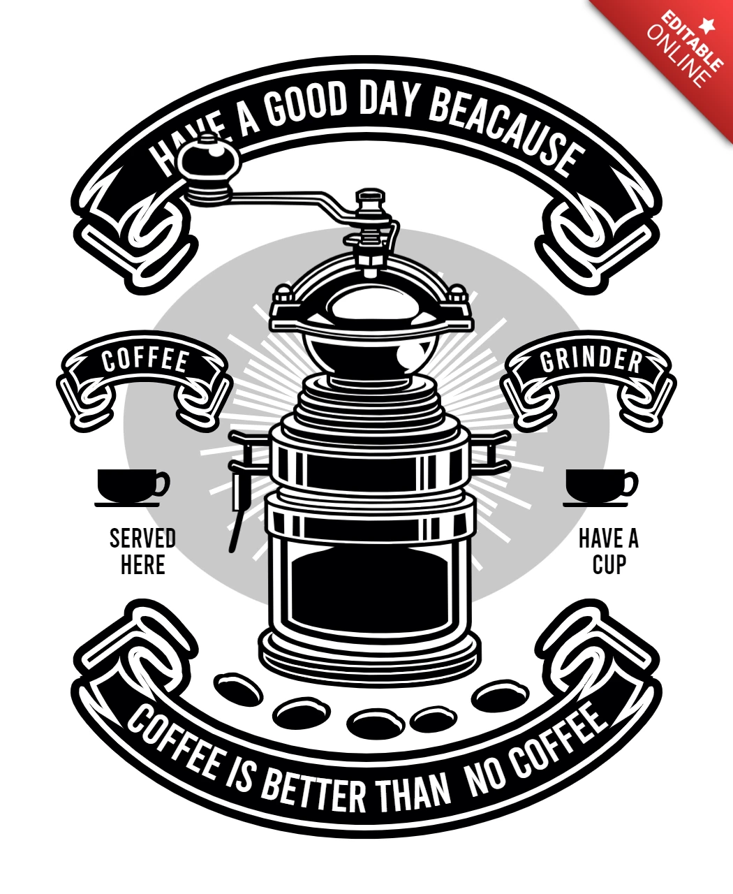 コーヒーグラインダーTシャツデザインテンプレート