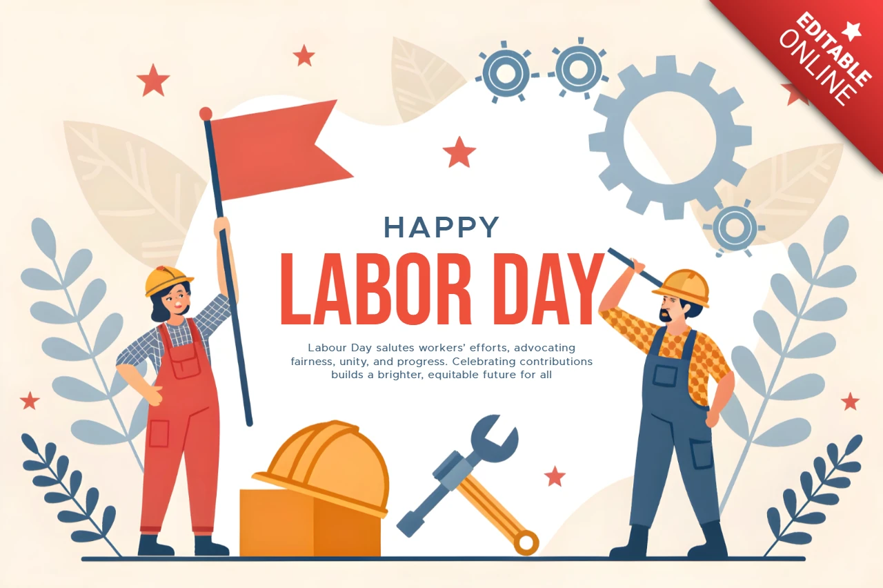 Plantilla de diseño de celebración del Día del Trabajo - estilo festivo y lúdico