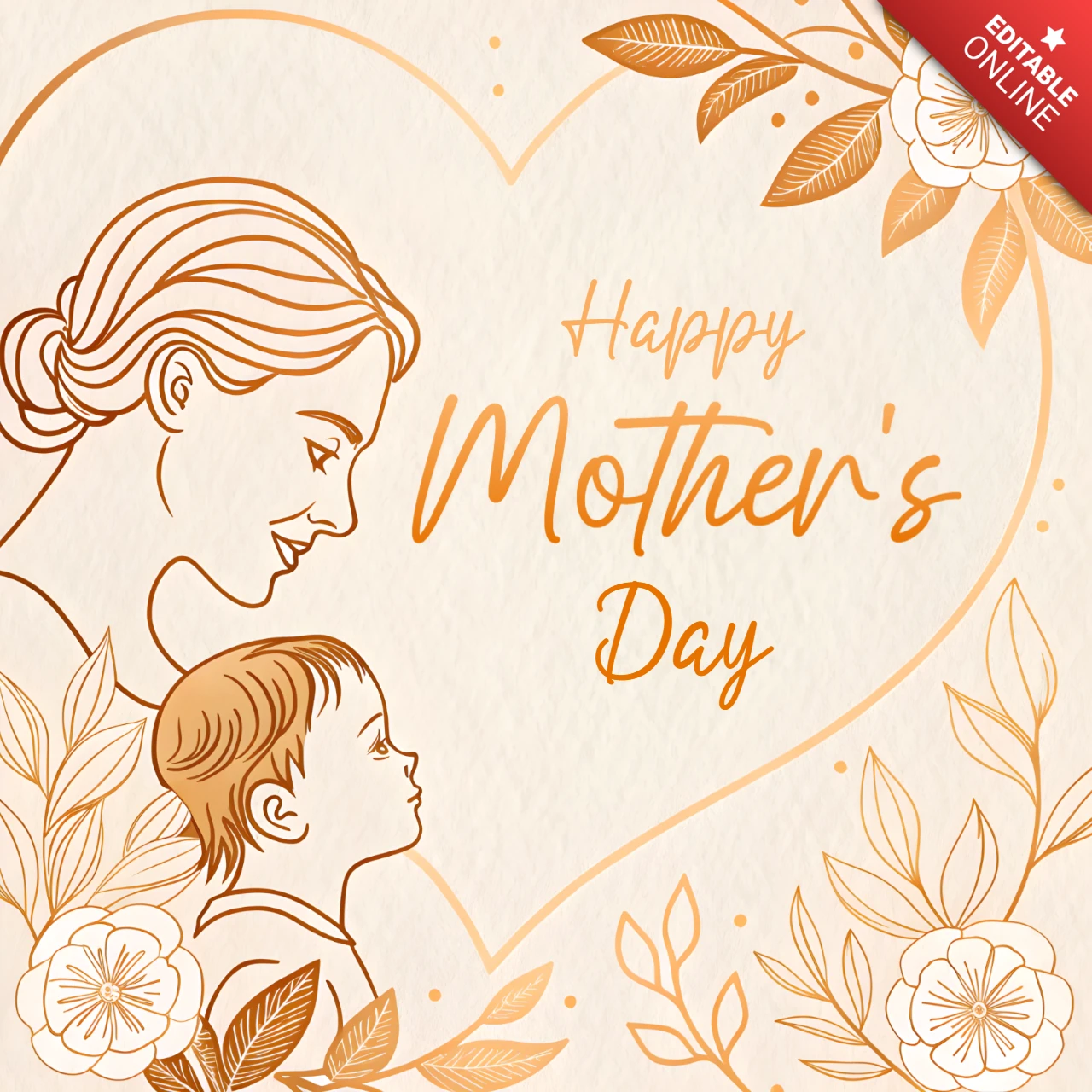 Elegante Muttertags-Designvorlage mit Blumenillustrationen