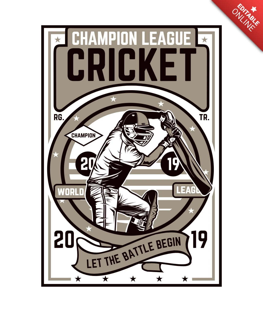 Plantilla de diseño de camiseta de cricket de la liga de campeones