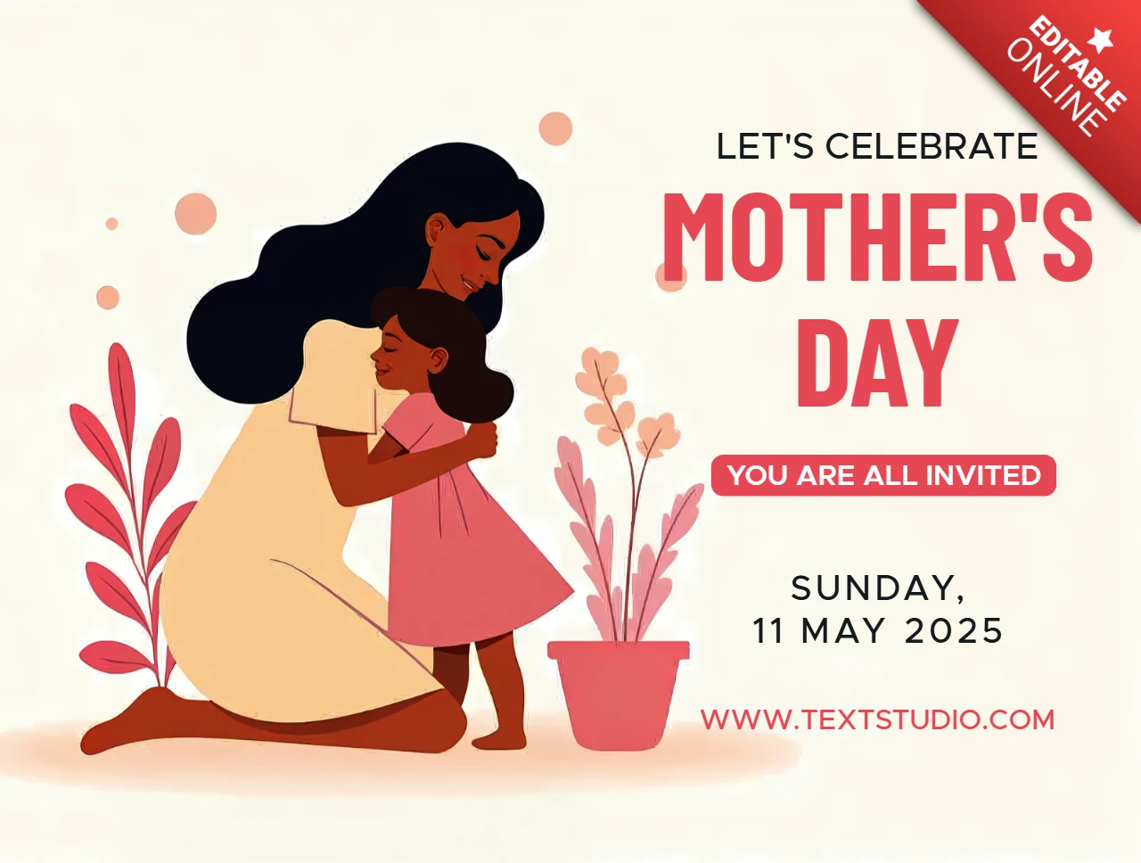 Mother's Day Celebration Template - Charming Illustrated Design for Invites