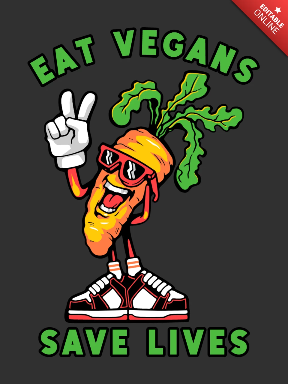 Funny Vegan With Carrot T-shirt Design Template