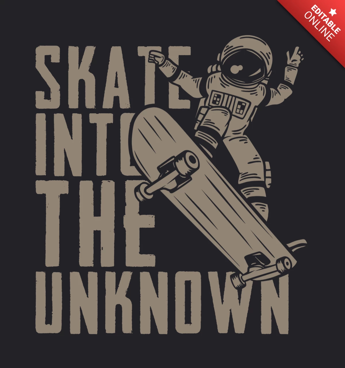 Modello di design t-shirt vintage da skateboard con astronauta