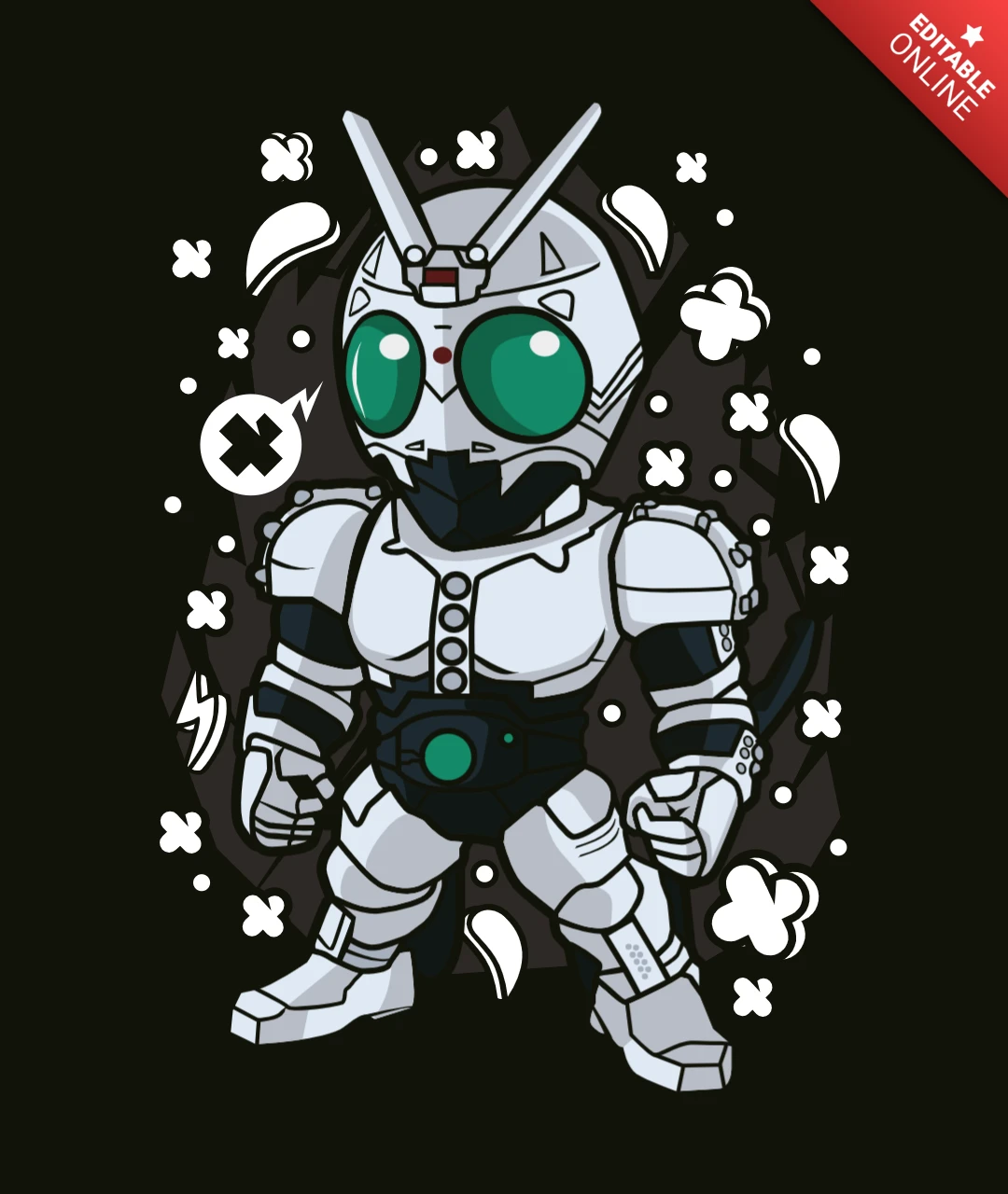 Modelo de design de camiseta de cultura pop do Kamen rider shadowmoon
