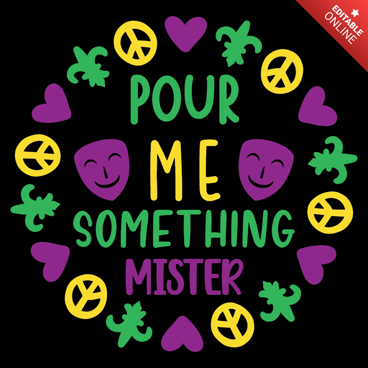 Colorful Retro Design Template: 'Pour Me Something Mister' Art