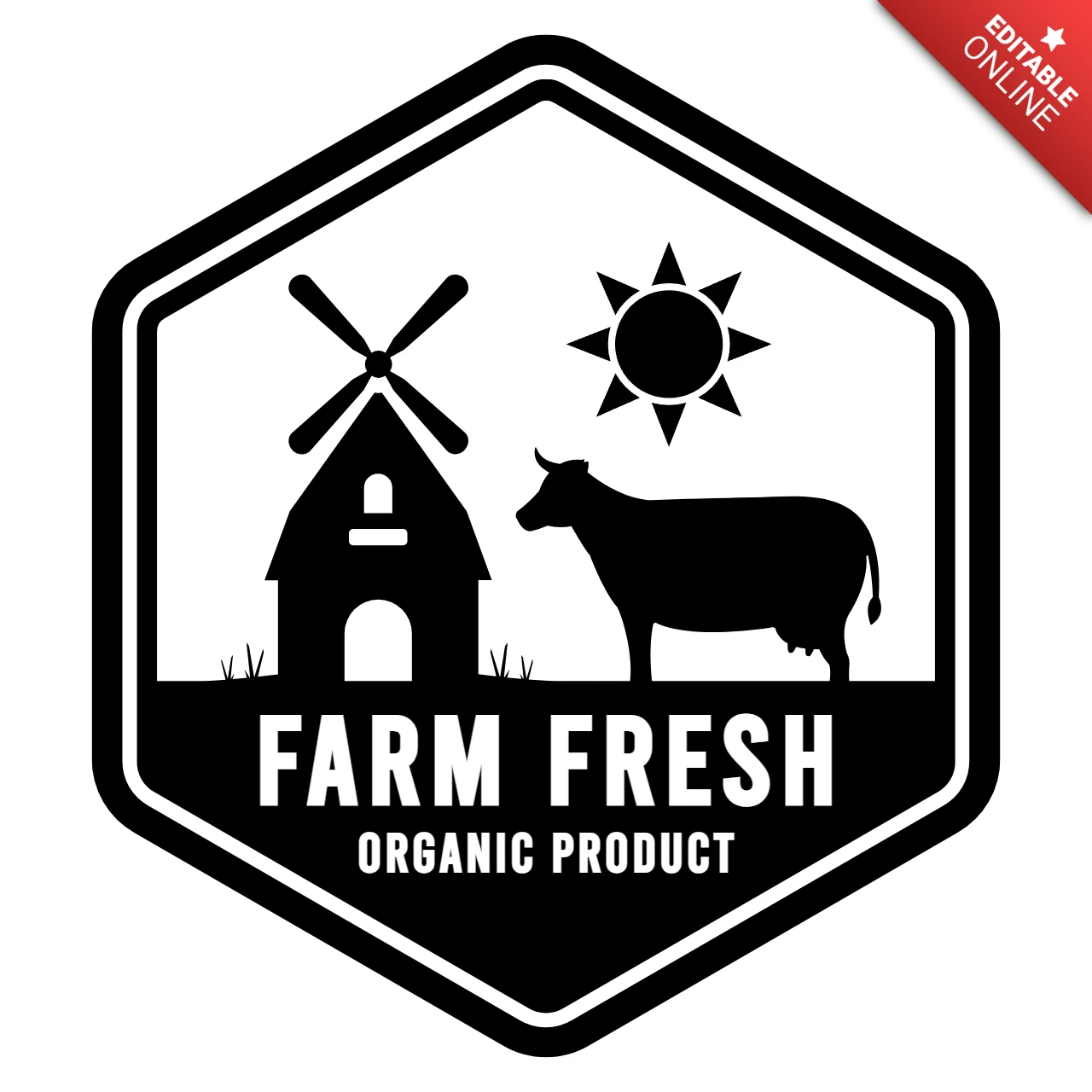 Çiftlik taze organik ürün logo tasarım şablonu