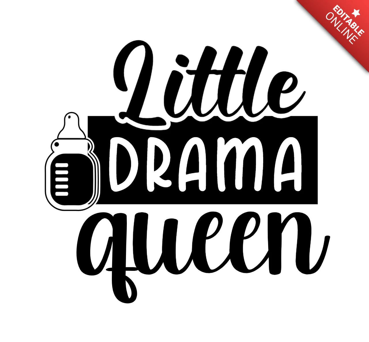 Little Drama Queen Baby T-Shirt Design Template