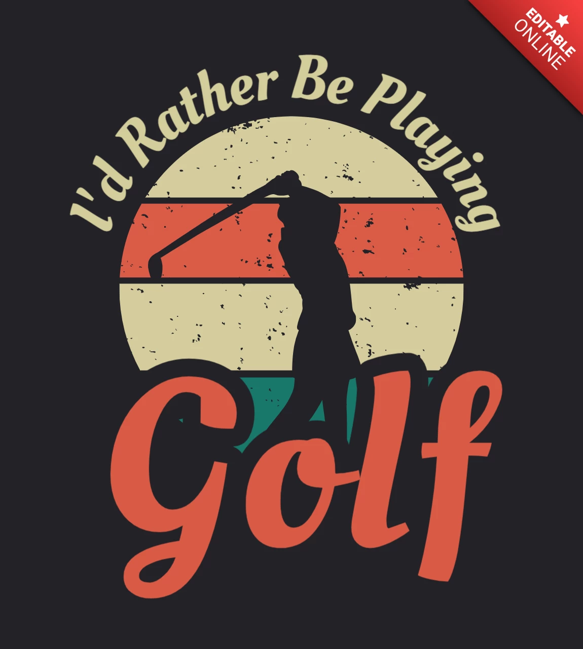 Silhouet golfer vrouw vintage t-shirt ontwerpsjabloon