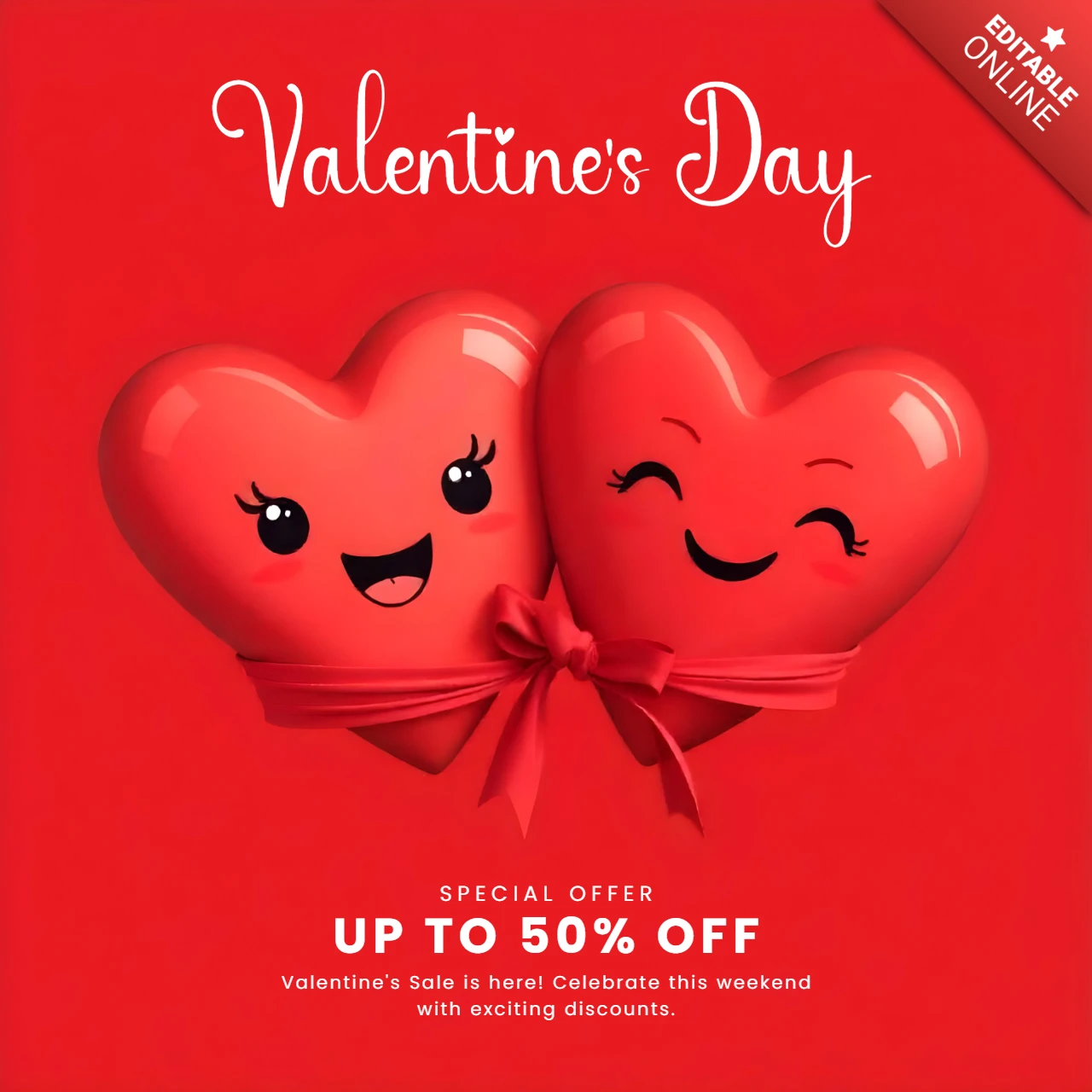 Valentinstag Verkauf Vorlage mit Rabatt Angebot Social Media Post