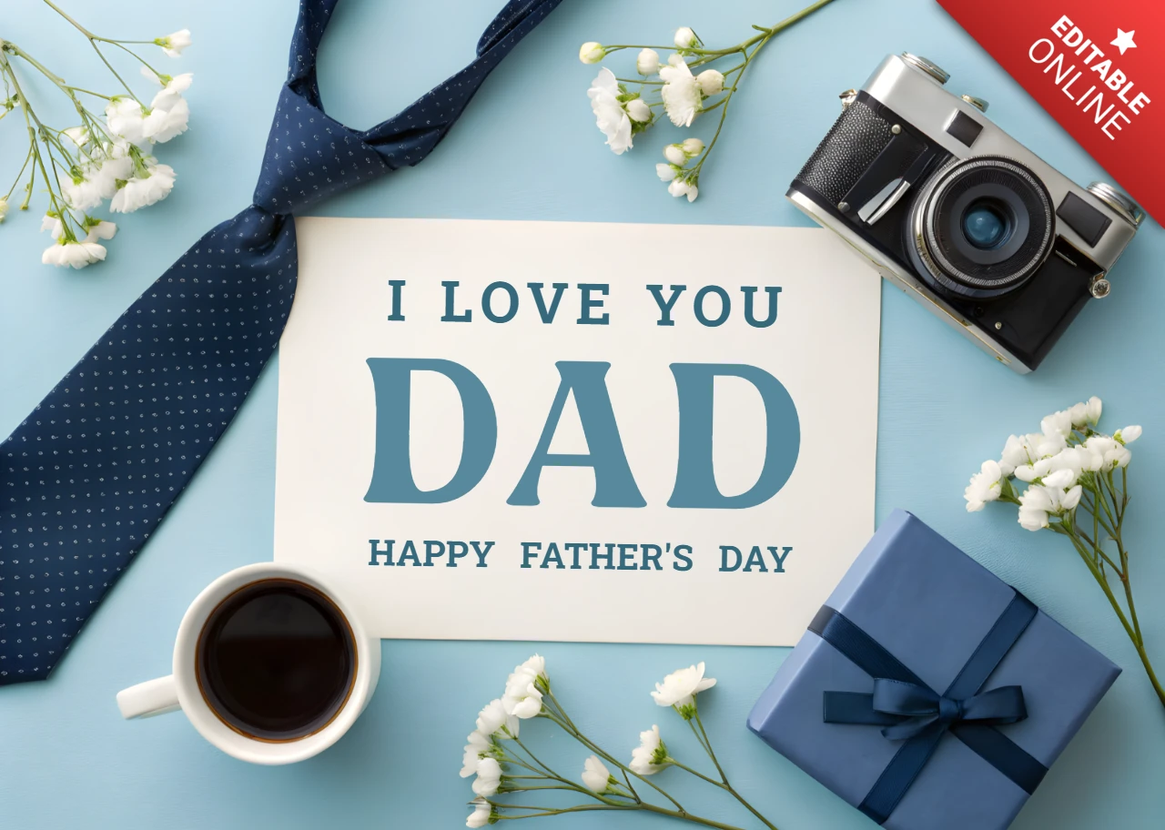 Chic Father's Day Wishes with Gifts for Greeting Card Template