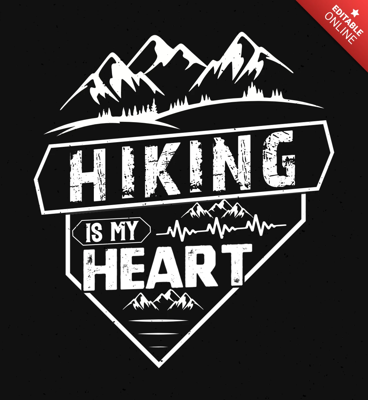 Hiking In My Heart T-Shirt Design Template