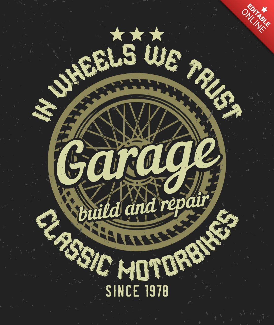 Motorcycle Wheel T-Shirt Design Template