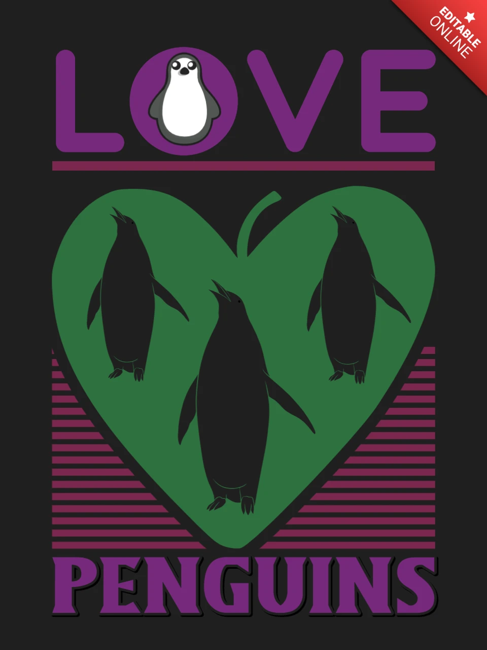 Love pinguins grafisch ontwerp sjabloon voor creatieve printbare projecten