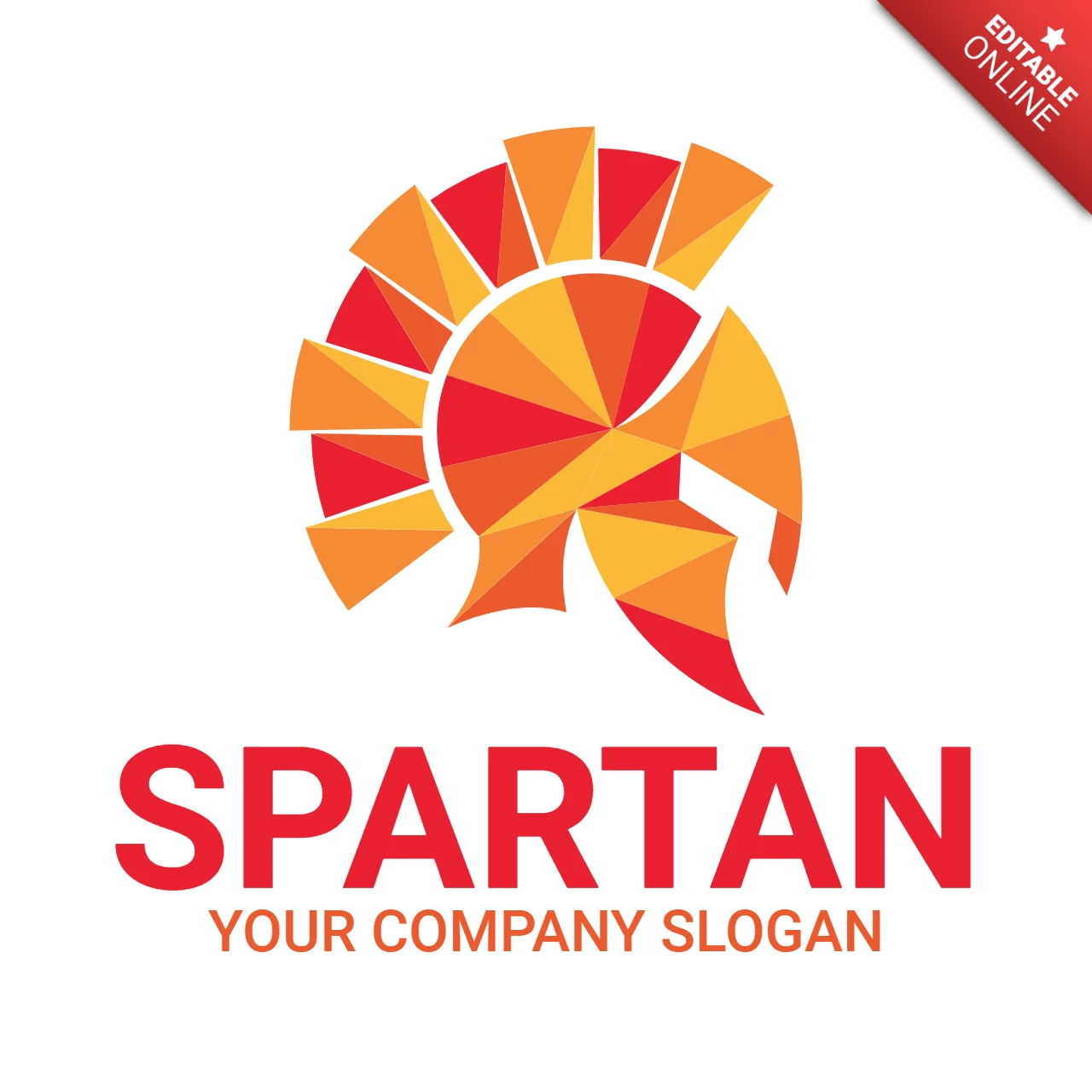 Spartan Warrior Helmet Color Logo Design Template