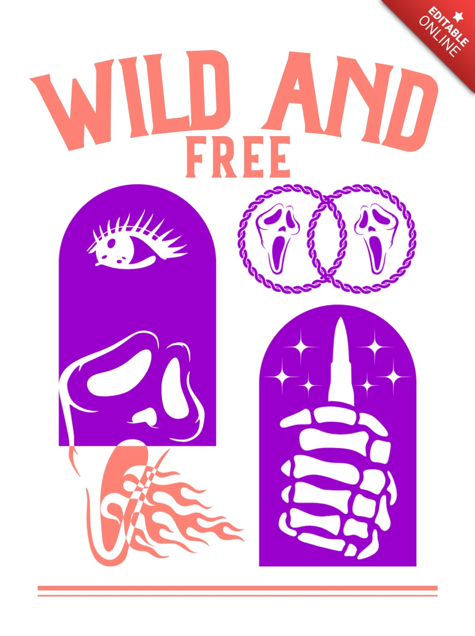 Wild and Free Graphic Template for Apparel Design