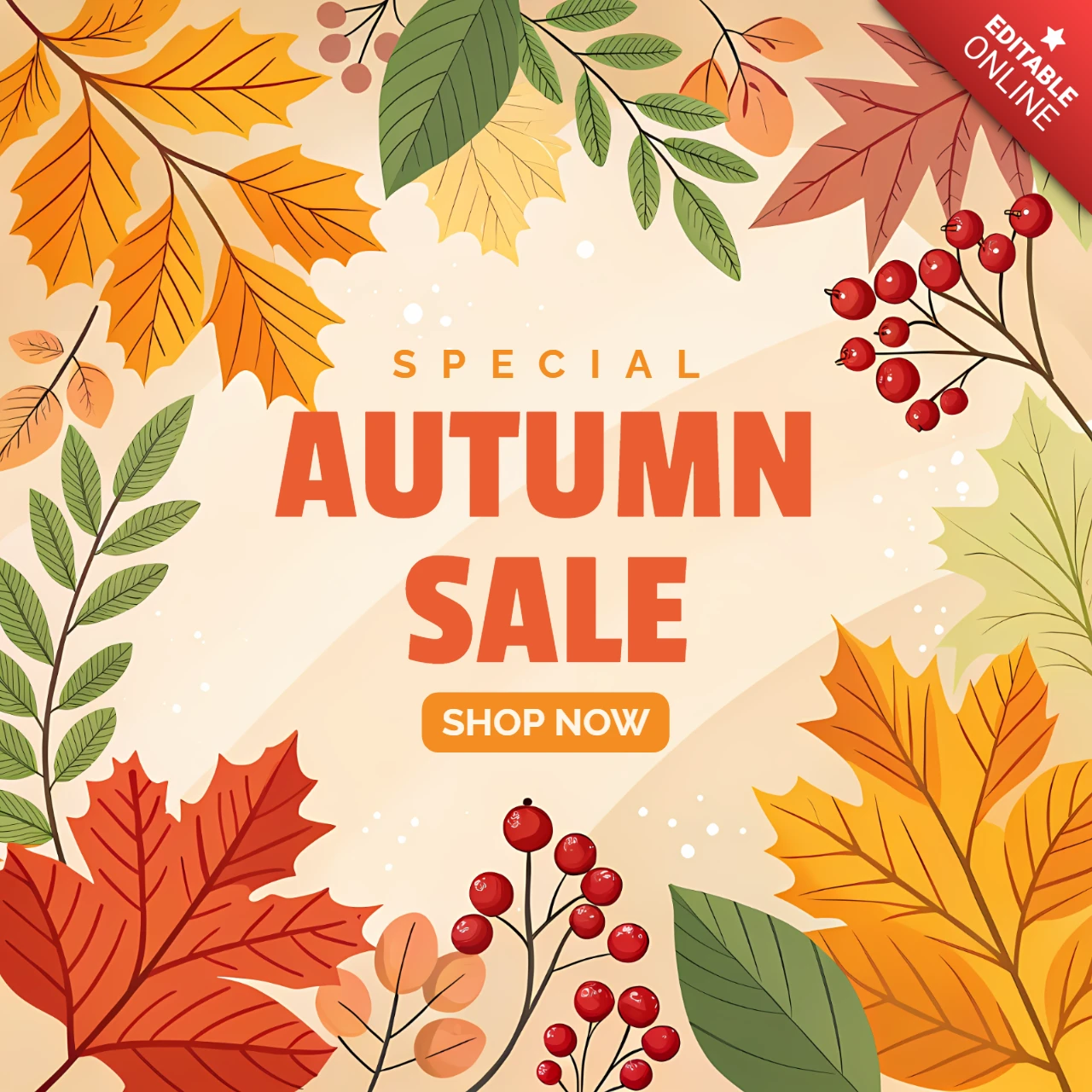Herbstblätter-Verkaufsvorlage mit Herbstfarben für Werbeflyer