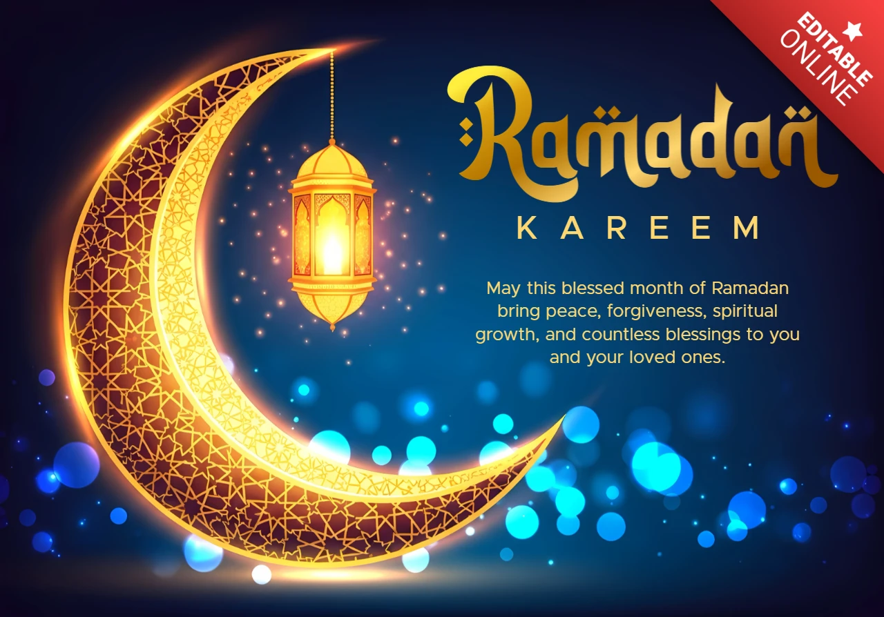 Ramadan-Kareem-Laterne-Designvorlage für Grußkarten